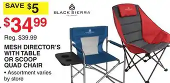 Dunham's Sports BLACK SIERRA MESH DIRECTOR'S WITH TABLE OR SCOOP QUAD CHAIR offer