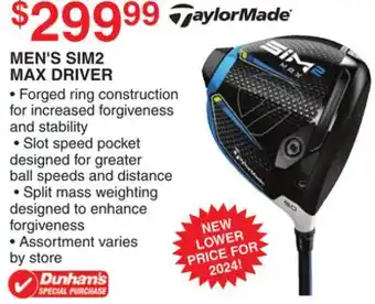 Dunham's Sports TAYLORMADE MEN'S SIM2 MAX DRIVER offer