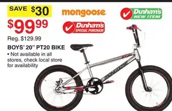 Dunham's Sports MONGOOSE BOYS' 20 PT20 BIKE offer