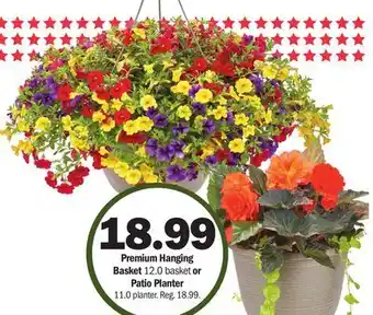 Meijer Premium Hanging Basket 12.0 basket or Patio Planter 11.0 planter offer