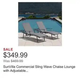 Costco SunVilla Commercial Sling Wave Chaise Lounge with Adjustable Armrests, 2-Pack offer