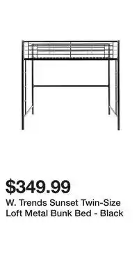 BJ’s W. Trends Sunset Twin-Size Loft Metal Bunk Bed - Black offer