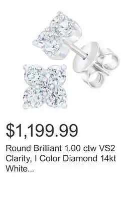 Costco Round Brilliant 1.00 ctw VS2 Clarity, I Color Diamond 14kt White Gold Flower Earrings offer