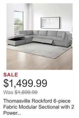 Costco Thomasville Rockford 6-piece Fabric Modular Sectional with 2 Power Footrests offer