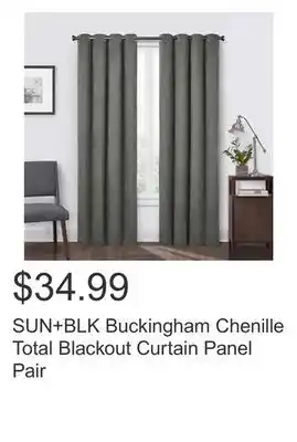 Costco SUN+BLK Buckingham Chenille Total Blackout Curtain Panel Pair offer