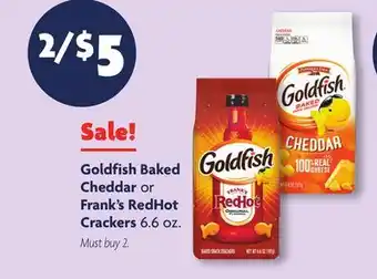 Family Dollar Goldfish Baked Cheddar or Frank's RedHot Crackers offer