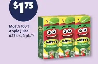 Family Dollar Mott's 100% Apple Juice offer