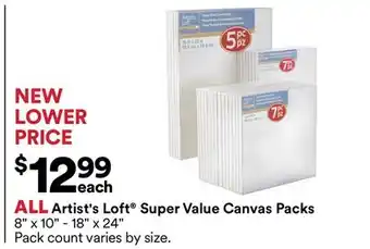 Michaels ALL Artist's Loft Super Value Canvas packs offer