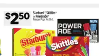 Dollar General Starburst , Skittles or Powerade Freezer Pops offer