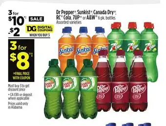 Dollar General Dr Pepper , Sunkist , Canada Dry , RC Cola, 7UP or A&W offer