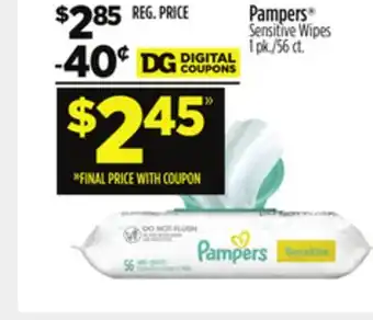 Dollar General Pampers Sensitive Wipes offer