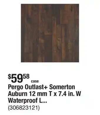 The Home Depot Pergo Outlast+ Somerton Auburn 12 mm T x 7.4 in. W Waterproof Laminate Wood Flooring (19.6 sqft/case) offer