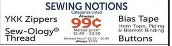 Hobby Lobby SEWING NOTIONS offer