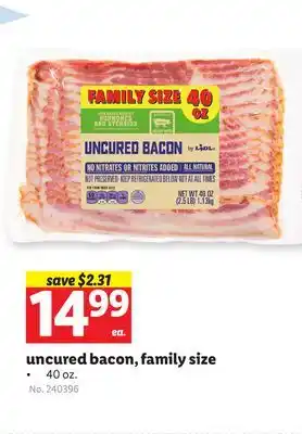 Lidl uncured bacon, family size offer