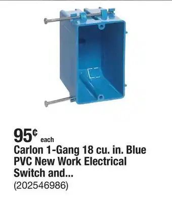 The Home Depot Carlon 1-Gang 18 cu. in. Blue PVC New Work Electrical Switch and Outlet Box offer