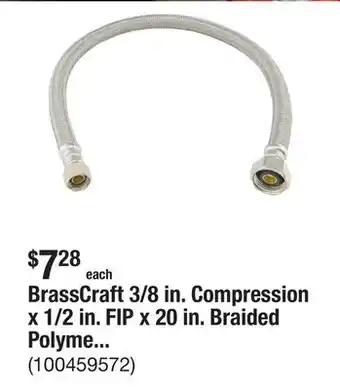 The Home Depot BrassCraft 3/8 in. Compression x 1/2 in. FIP x 20 in. Braided Polymer Faucet Supply Line offer
