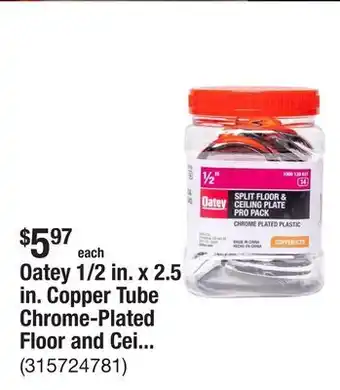 The Home Depot Oatey 1/2 in. x 2.5 in. Copper Tube Chrome-Plated Floor and Ceiling Plate (20-Pack) offer