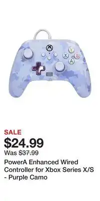 Game Stop PowerA Enhanced Wired Controller for Xbox Series X/S - Purple Camo offer