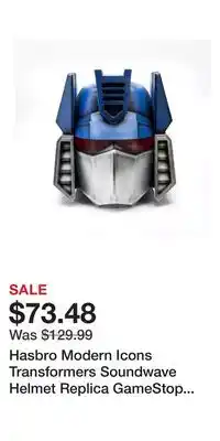 Game Stop Hasbro Modern Icons Transformers Soundwave Helmet Replica GameStop Exclusive offer