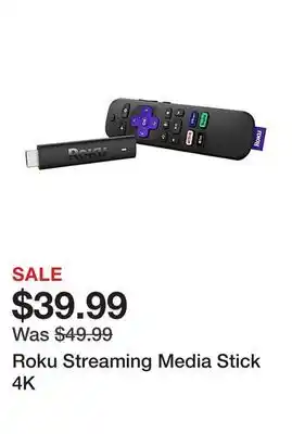 Office Depot Roku Streaming Media Stick 4K offer