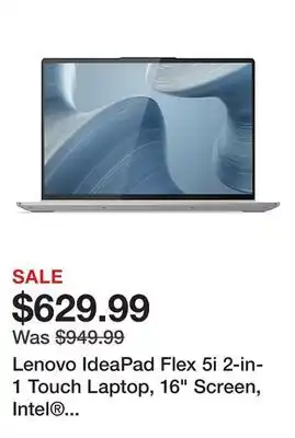 Office Depot Lenovo IdeaPad Flex 5i 2-in-1 Touch Laptop, 16 Screen, Intel Core i5, 16GB Memory, 512GB Solid State Drive, Wi-Fi 6. Windows offer