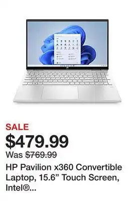 Office Depot HP Pavilion x360 Convertible Laptop, 15.6 Touch Screen, Intel Core i5, 8GB Memory, 256GB Solid State Drive, Wi-Fi 6, Windows offer