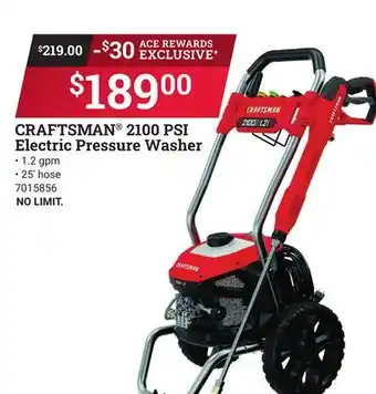 Ace Hardware CRAFTSMAN 2100 PSI Electric Pressure Washer offer