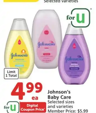 Albertsons Johnson's Baby Care offer