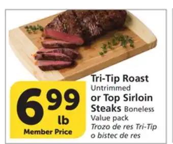 Albertsons Tri-Tip Roast Untrimmed or Top Sirloin Steaks Boneless Value pack offer