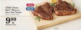 Pavilions USDA Choice Beef T-Bone or New York Steaks offer