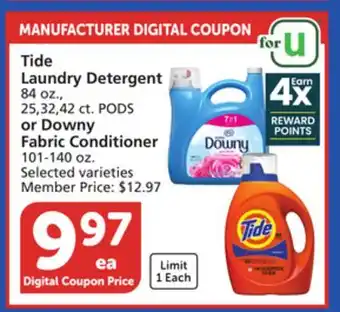 Vons Tide Laundry Detergent 84 oz., 25,32,42 ct. PODS or Downy Fabric Conditioner 101-140 oz offer