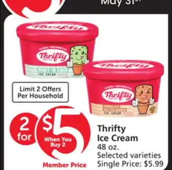 Vons Thrifty Ice Cream offer