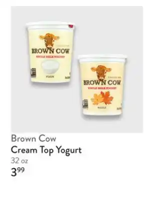 Fresh Thyme Brown Cow Cream Top Yogurt offer