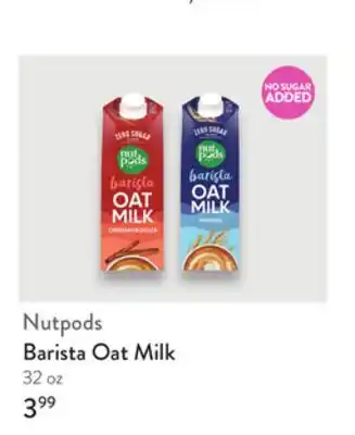 Fresh Thyme Nutpods Barista Oat Milk offer