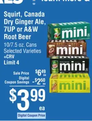 Smart & Final Squirt, Canada Dry Ginger Ale, 7UP or A&W Root Beer offer