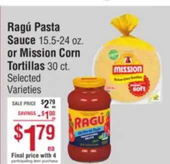 Smart & Final Ragú Pasta Sauce or Mission Corn Tortillas offer