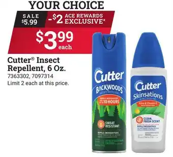Ace Hardware Cutter Insect Repellent, 6 Oz offer