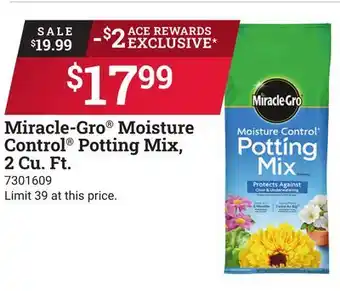 Ace Hardware Miracle-Gro Moisture Control Potting Mix offer