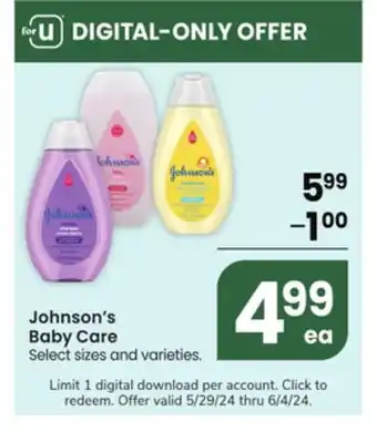 Jewel-Osco Johnson's Baby Care offer