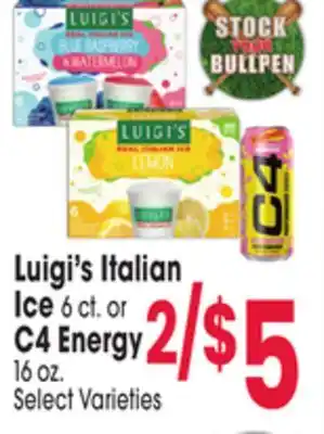 Jewel-Osco Luigi's Italian Ice 6 ct. or C4 Energy C4 16 oz offer