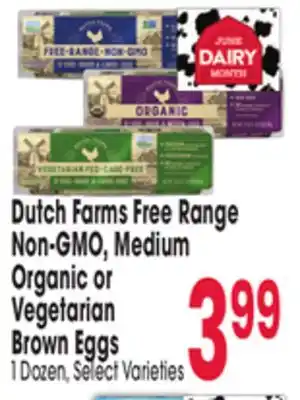 Jewel-Osco Dutch Farms Free Range Non-GMO, Medium Organic or Vegetarian Brown Eggs offer