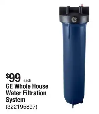 The Home Depot GE Whole House Water Filtration System offer