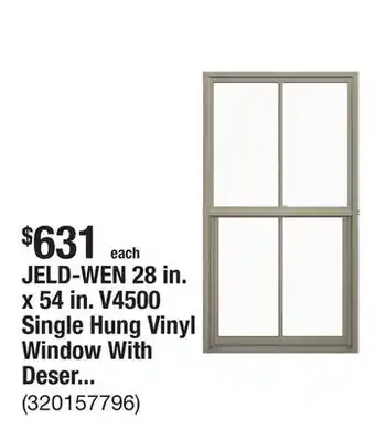 The Home Depot JELD-WEN 28 in. x 54 in. V4500 Single Hung Vinyl Window With Desert Sand Exterior offer