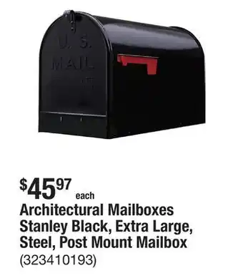 The Home Depot Architectural Mailboxes Stanley Black, Extra Large, Steel, Post Mount Mailbox offer
