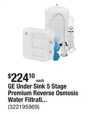 The Home Depot GE Under Sink 5 Stage Premium Reverse Osmosis Water Filtration System offer