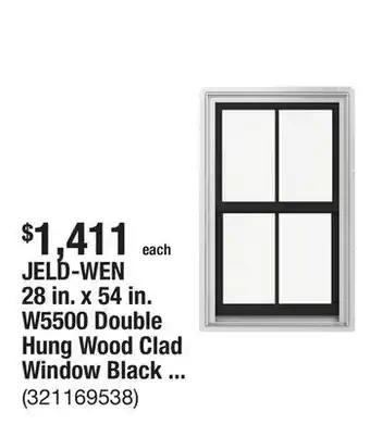 The Home Depot JELD-WEN 28 in. x 54 in. W5500 Double Hung Wood Clad Window Black Exterior offer