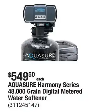 The Home Depot AQUASURE Harmony Series 48,000 Grain Digital Metered Water Softener offer
