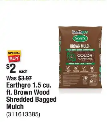 The Home Depot Earthgro 1.5 cu. ft. Brown Wood Shredded Bagged Mulch offer