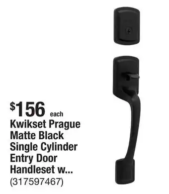 The Home Depot Kwikset Prague Matte Black Single Cylinder Entry Door Handleset with Round Pismo Knob Featuring SmartKey Security offer