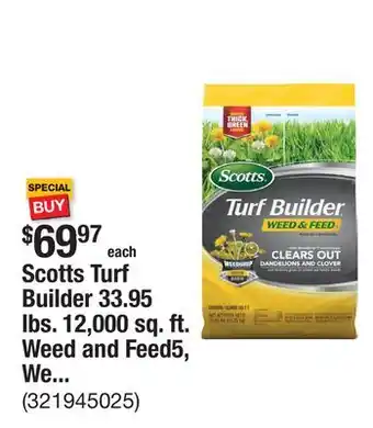 The Home Depot Scotts Turf Builder 33.95 lbs. 12,000 sq. ft. Weed and Feed5, Weed Killer Plus Lawn Fertilizer offer
